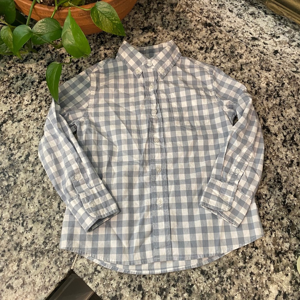 Crewcuts Kids Light Blue and White Checkered Button Down Shirt